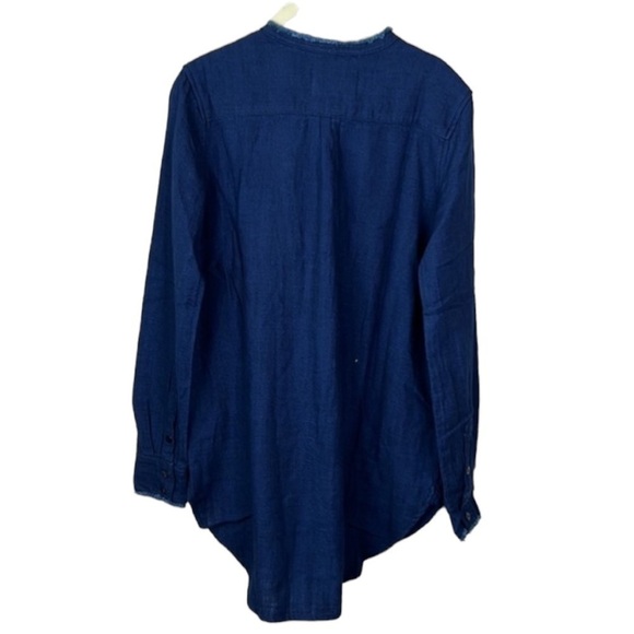 Free People X Sandrine Rose Denim Long Sleeve Mandarin Collar Top Size XS - Picture 4 of 11